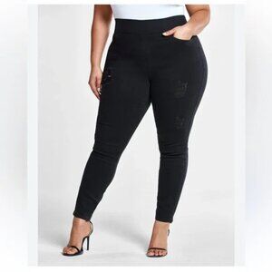 Fashion to Figure size 2 Tall Black High-Rise Destructed Jeggings